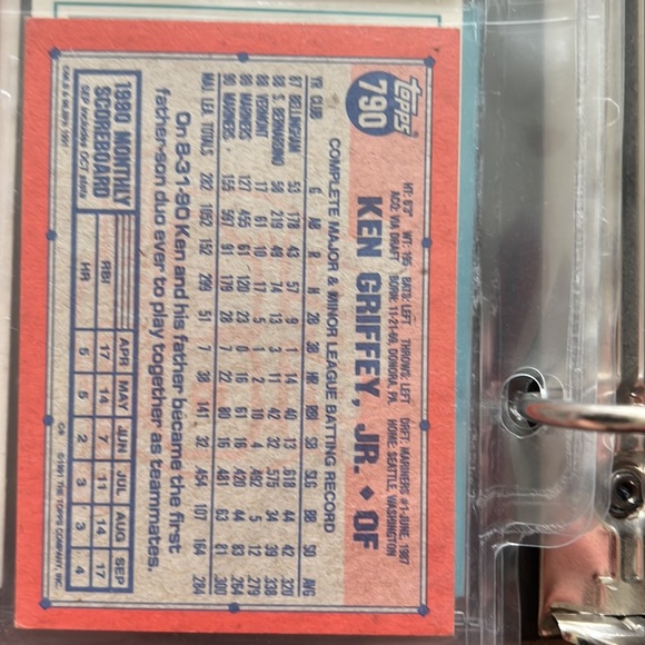 Baseball card. Ken Griffey Jr. 1991 Topps - Picture 2 of 2